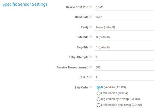 Specific Sensor Settings